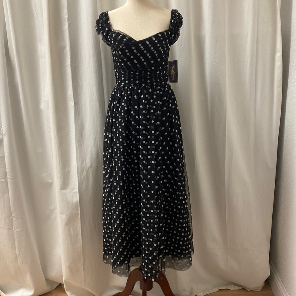 Shoshanna Midnight Polka Dot Tulle Dress